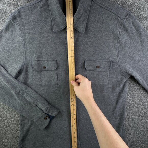 Brooks Brothers Knit Cotton Wool Gray Button Up Shirt Men Long Sleeve Large - Picture 3 of 12